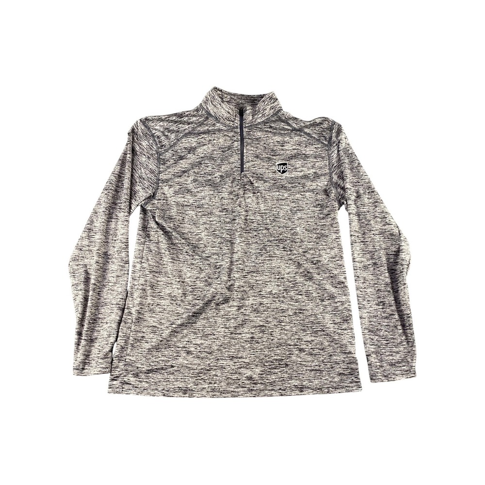 UPS Badger Sport Quarter Zip Long Sleeve Pullover Men's Size L Heathered Gray‎